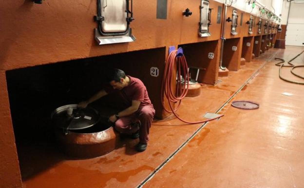 Depósitos de vino de una bodega arandina.