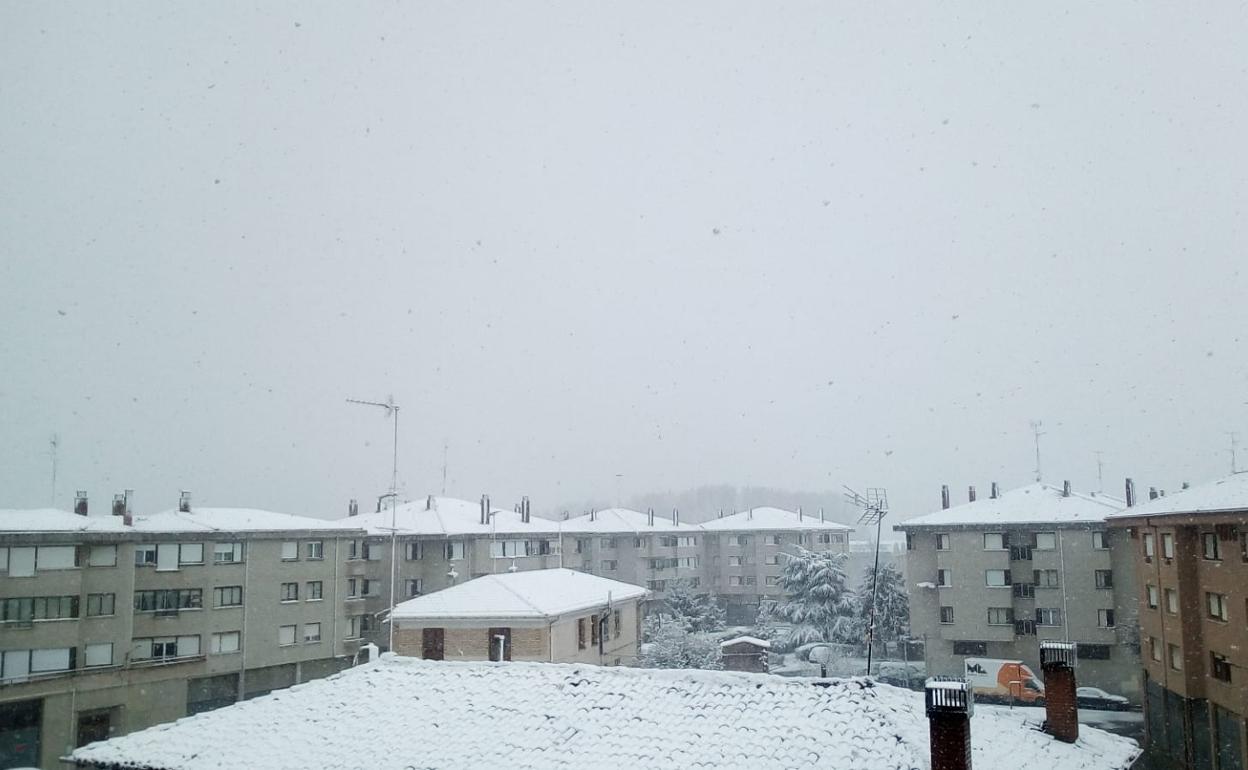 Nieve caída ayer en Medina de Pomar. 