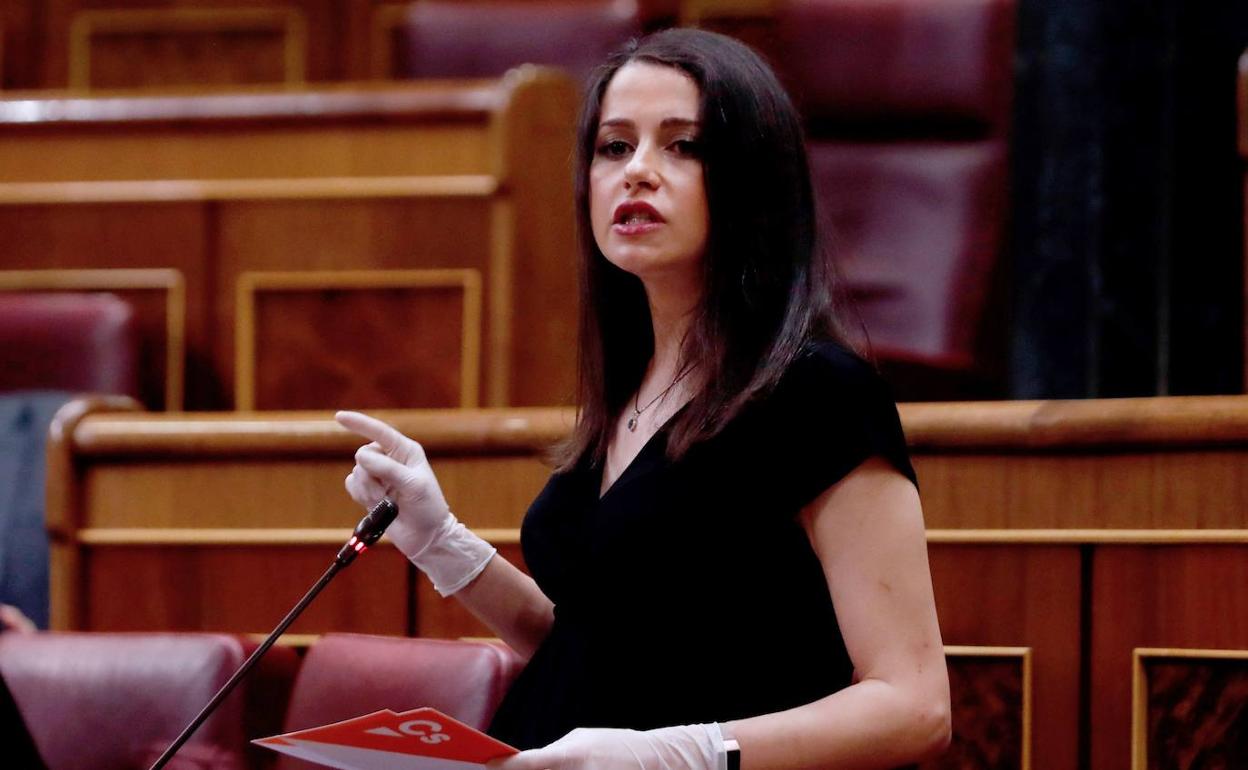 Inés Arrimadas, durante la última intervención en el Congreso de los Diputados.