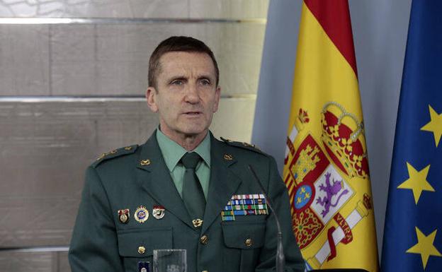 José Manuel Santiago Marín, durante una rueda de prensa en La Moncloa. 