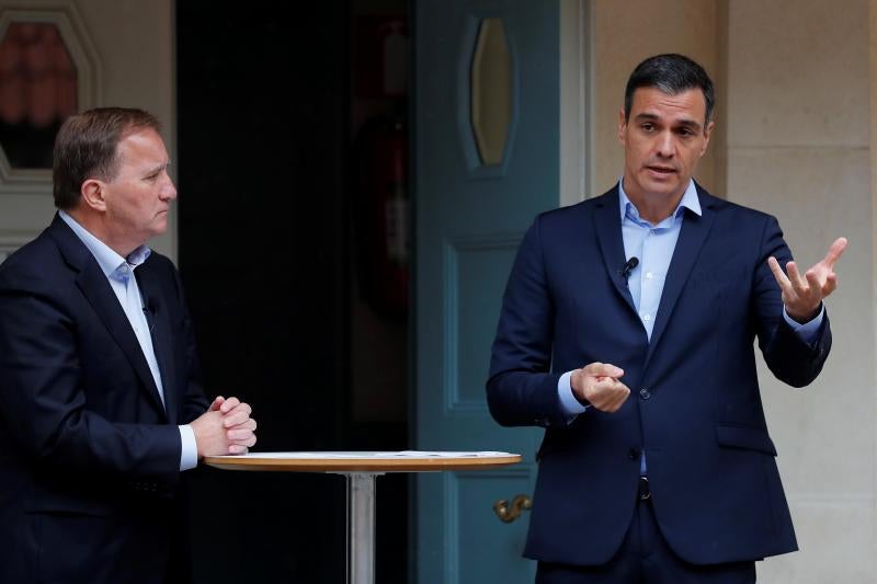 Pedro Sánchez, junto al primer ministro sueco, Stefan Löfven.