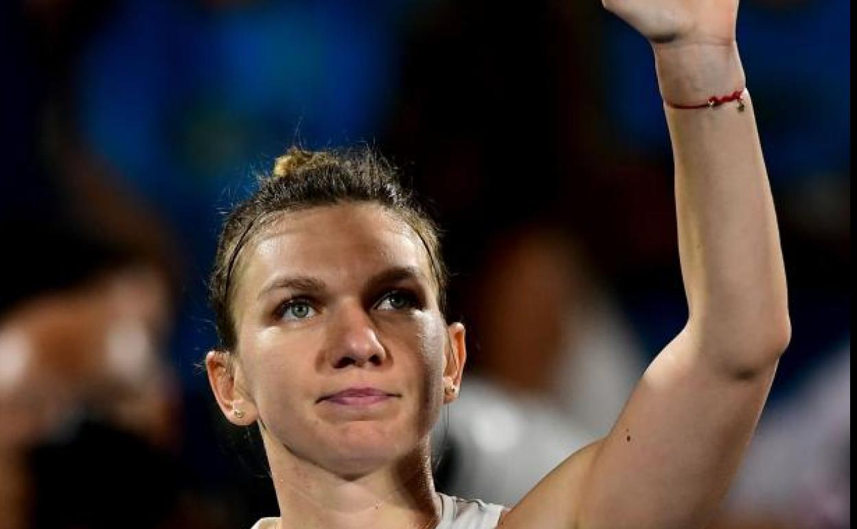 Simona Halep, tras una victoria en el circuito femenino. 