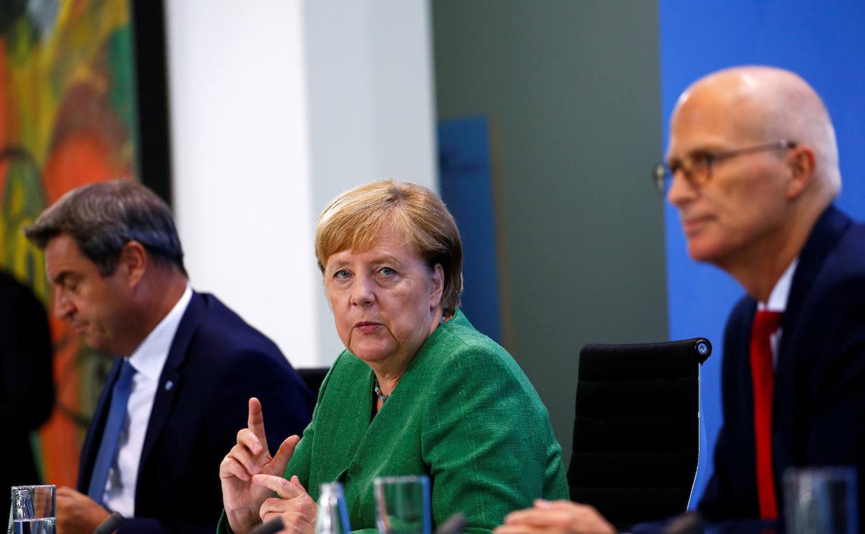 Angela Merkel, en la rueda de prensa tras la reunión de este jueves.