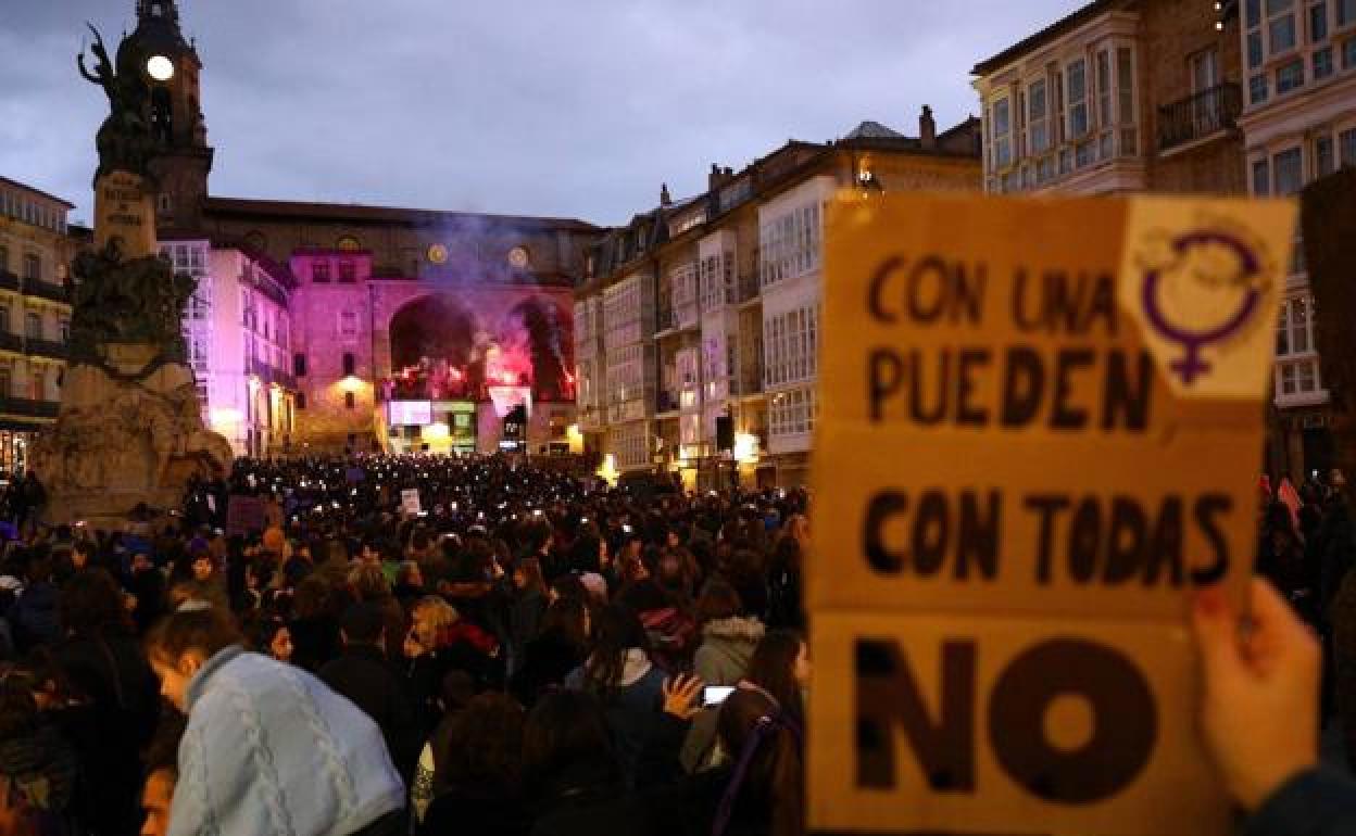 Manifestación feminista en Vitoria.