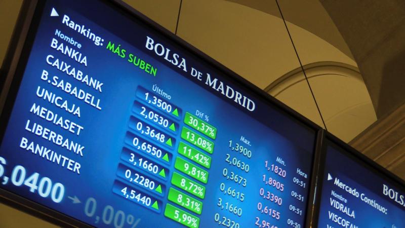 Paneles de la Bolsa de Madrid