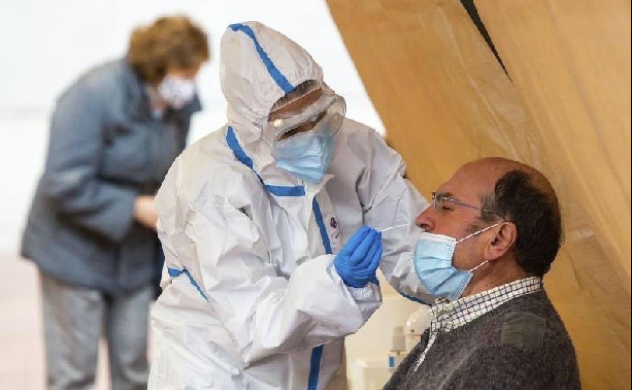 Realización de los test de antígenos dentro de la campaña de cribado masivo en Aranda de Duero. 