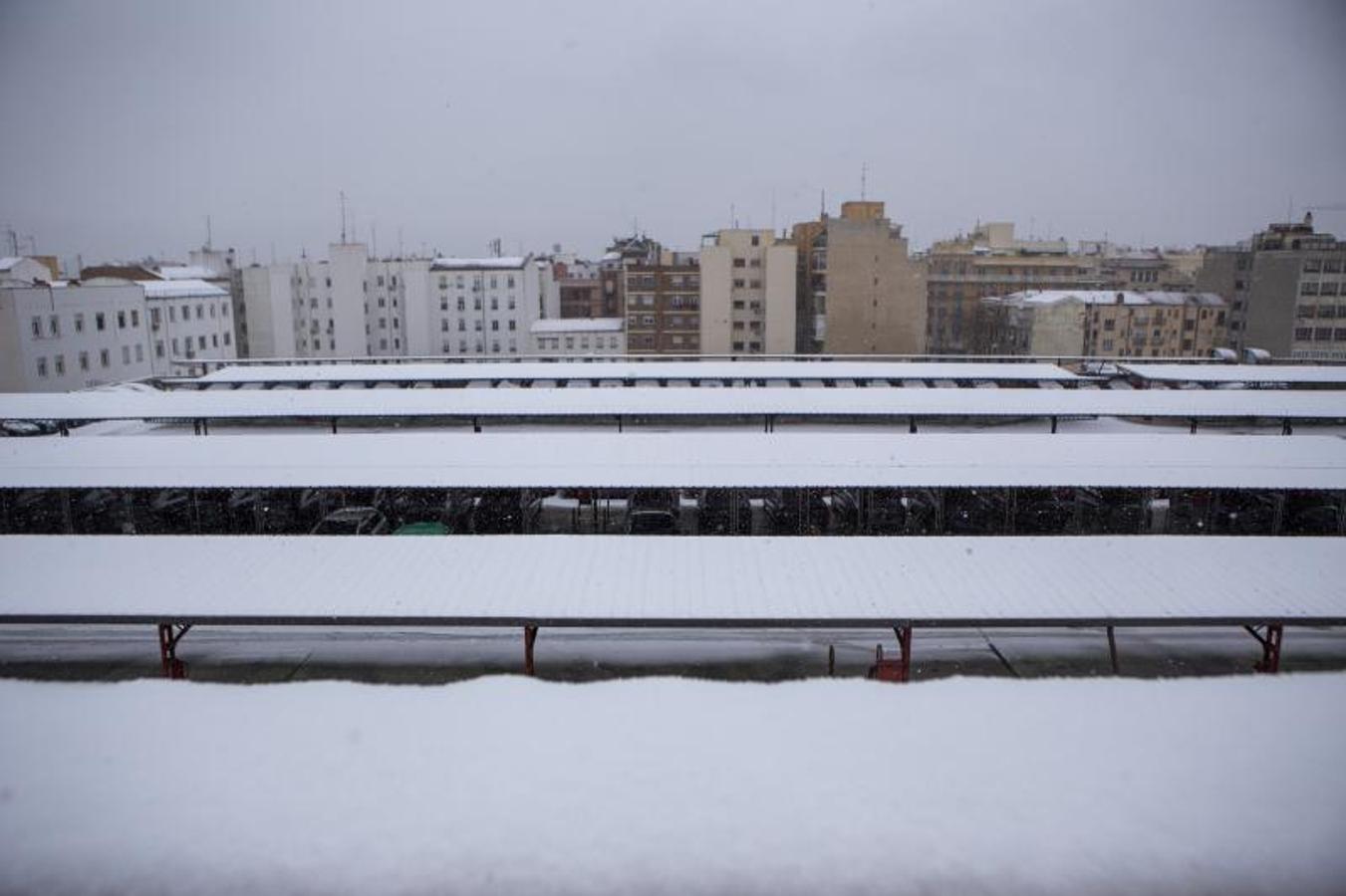 Nevada en Madrid dejada por la borrasca Filomena.