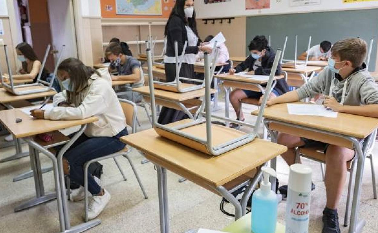 Imagen de archivo de un colegio con medidas de seguridad anticovid-19.