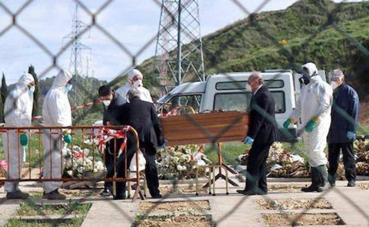 Entierro de un fallecido con la covid en Burgos.