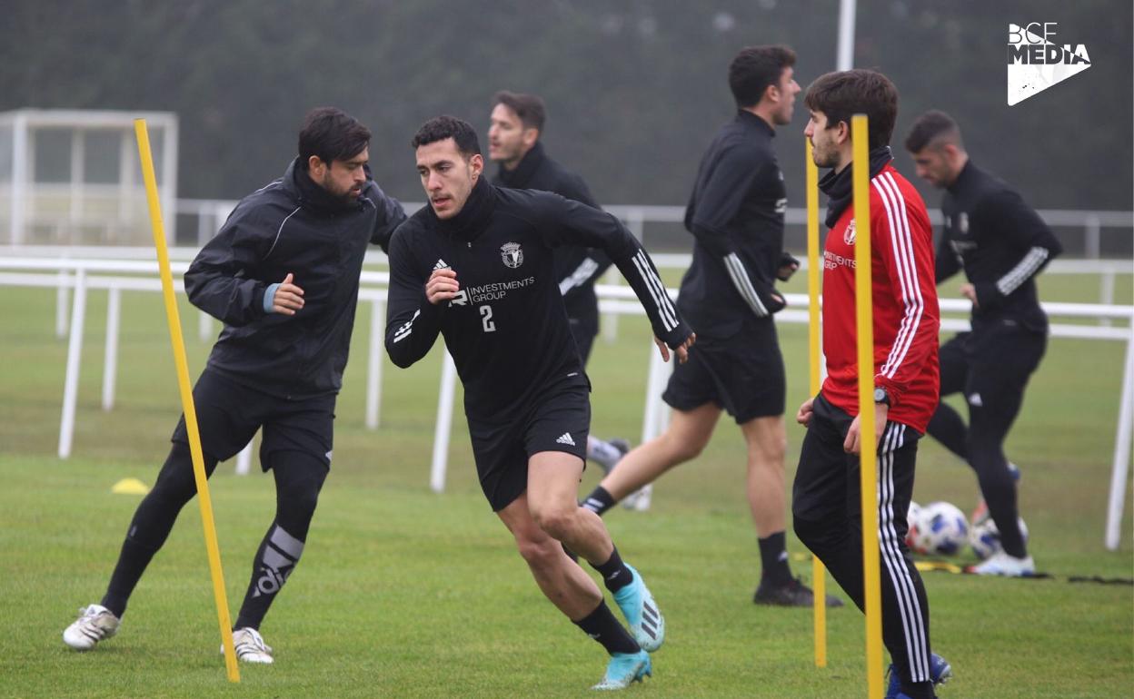 Álvaro Rodríguez, entrenando en Pallafría junto sus compañeros. 