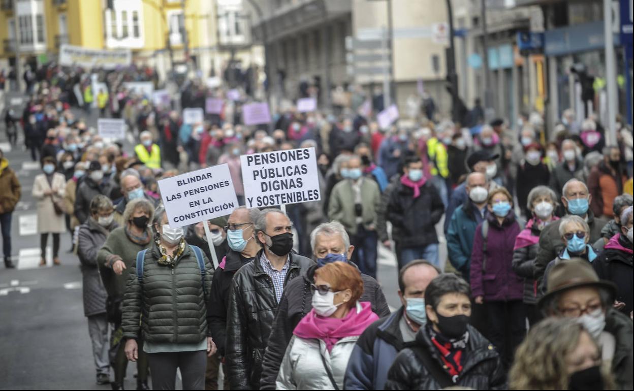 Manifestación de jubilados en Vitoria.