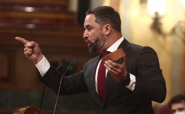 Abascal lleva al Congreso un adoquín de Vallecas