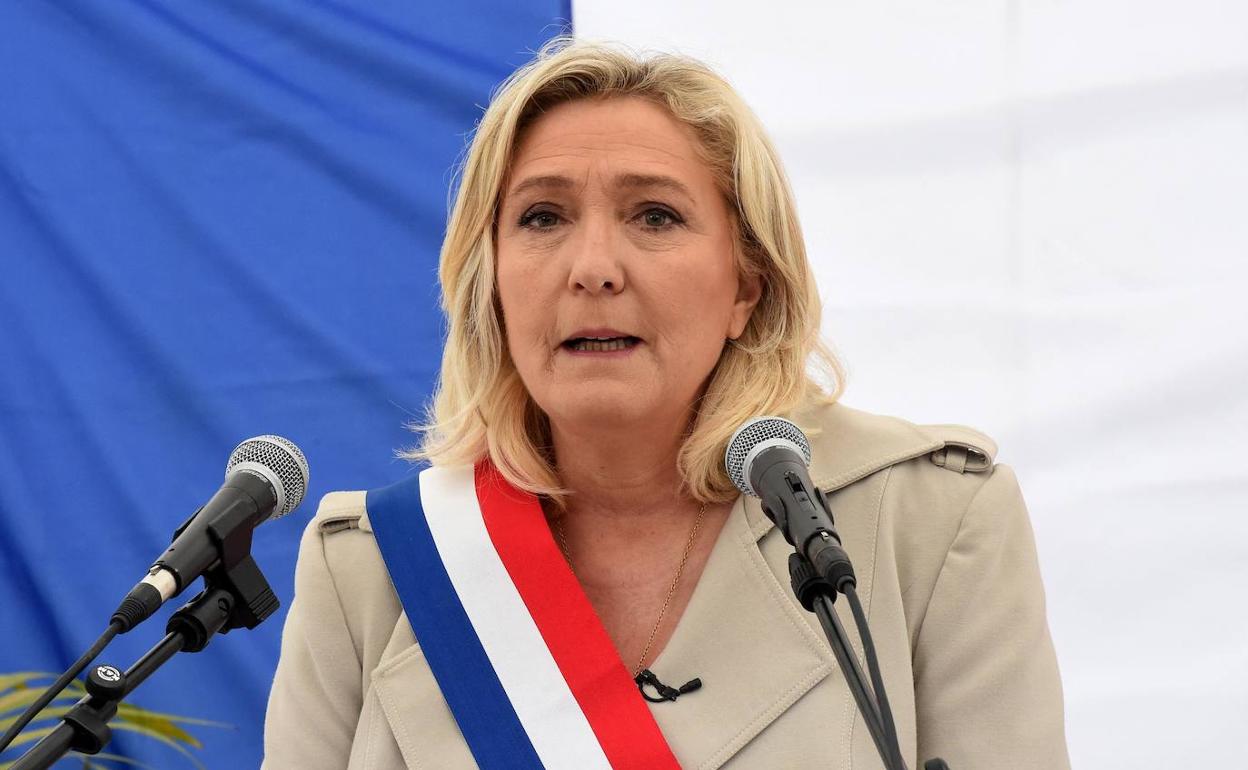 Marine Le Pen, presidente de la Agrupación Nacional, durante un acto esta semana.