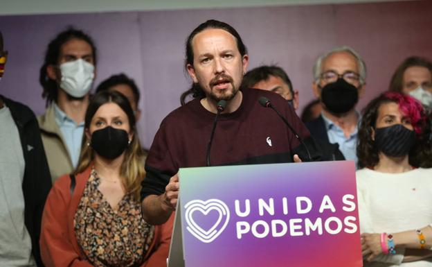 Pablo Iglesias, en la noche electoral del 4-M.