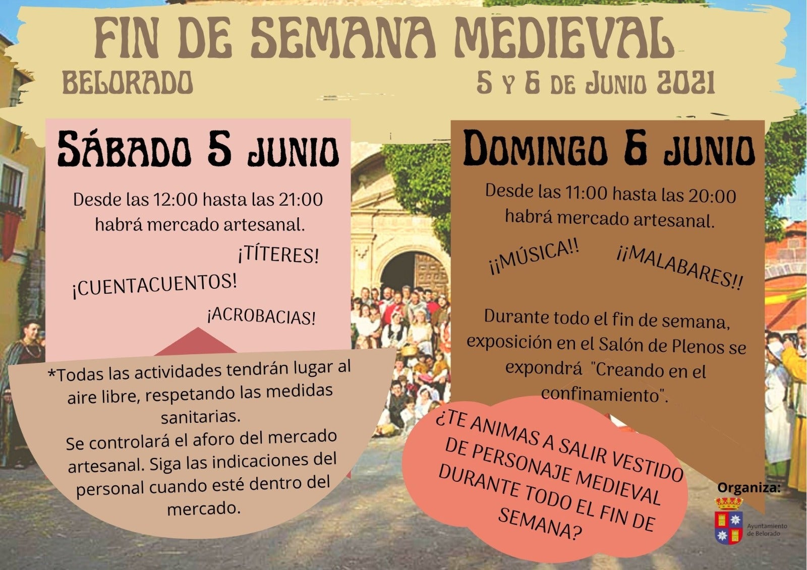 Cartel de las actividades de este fin de semana en Belorado. 