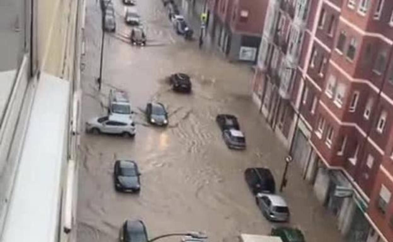 Imagen que dejó el intenso aguacero registrado en Burgos el pasado mes de mayo.