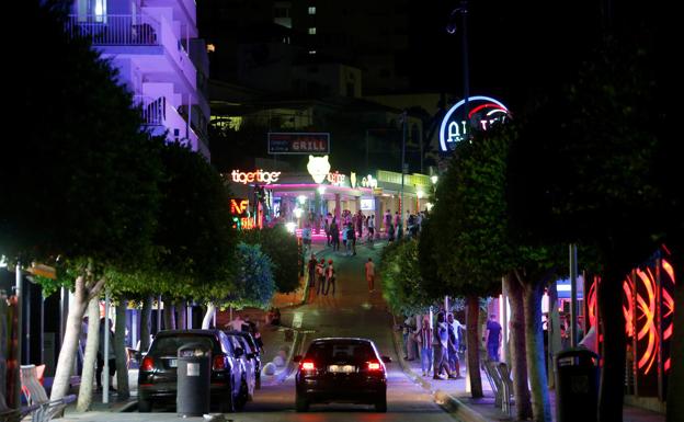 Zona de ocio nocturno en Mallorca.