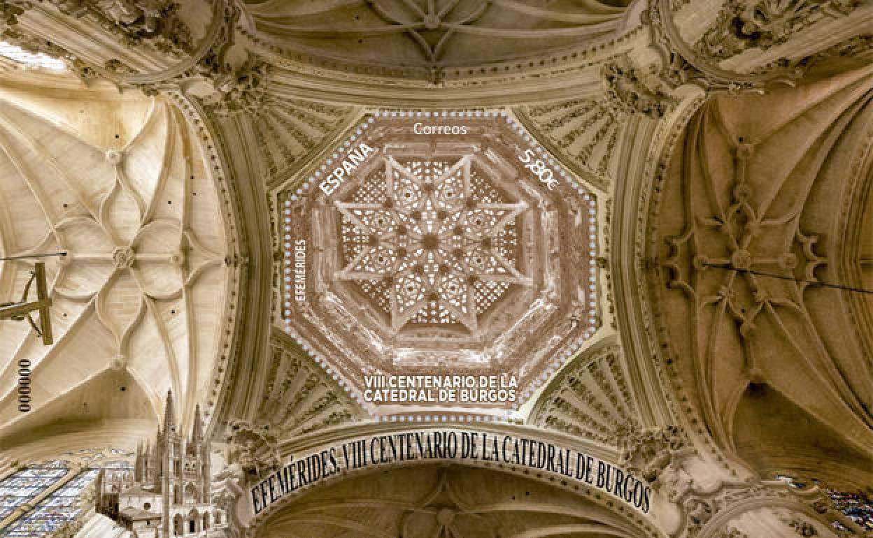 Sello dedicado al cimborrio de la catedral de Burgos. 