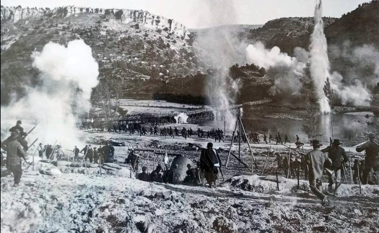 El lugar donde se levantó el puente Langstone para el rodaje de la película de 'El bueno, el feo y el malo' en el valle del Arlanza. 