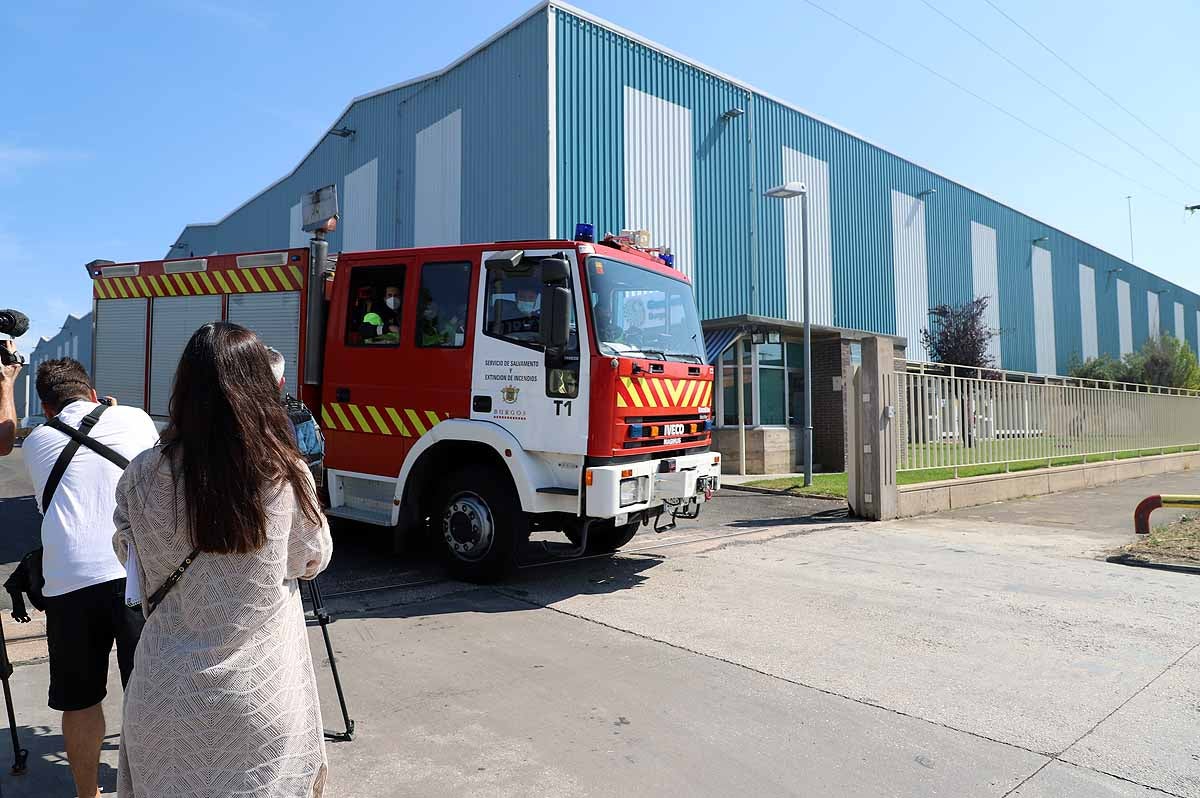 Los servicios del Instituto de Medicina Legal de Burgos abandonan la empresa donde ha ocurrido el accidente. 