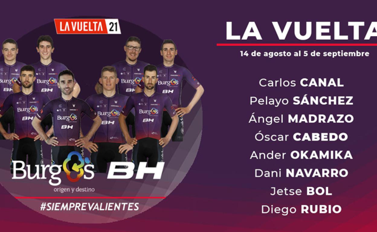 Los ocho corredores del Burgos-BH que tomarán la salida de La Vuelta. 