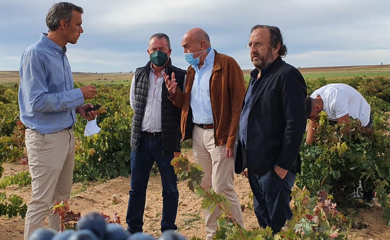 Jesús Julio Carnero esta mañana en El Pego, durante la visita a una bodega. 