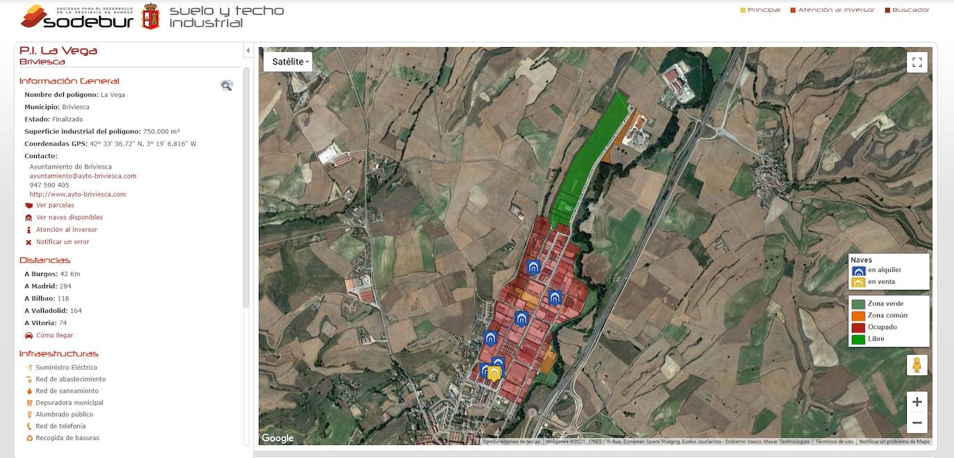 Herramienta de Sodebur para propocionar información sobre el suelo industrial de la provincia por polígonos, con detalles como el suelo ocupado, libre o en alquiler y más datos por municipios. 