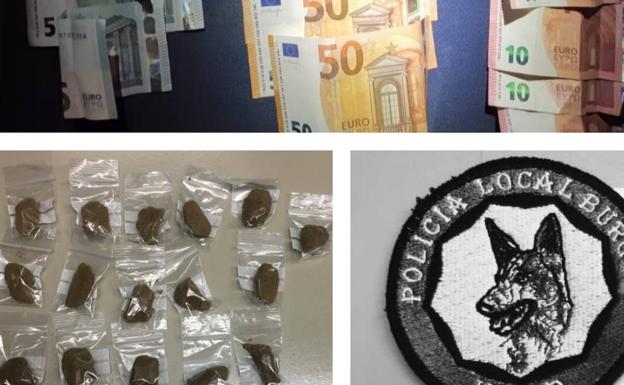 Droga y dinero del que se incautó la Policía Local de Burgos.