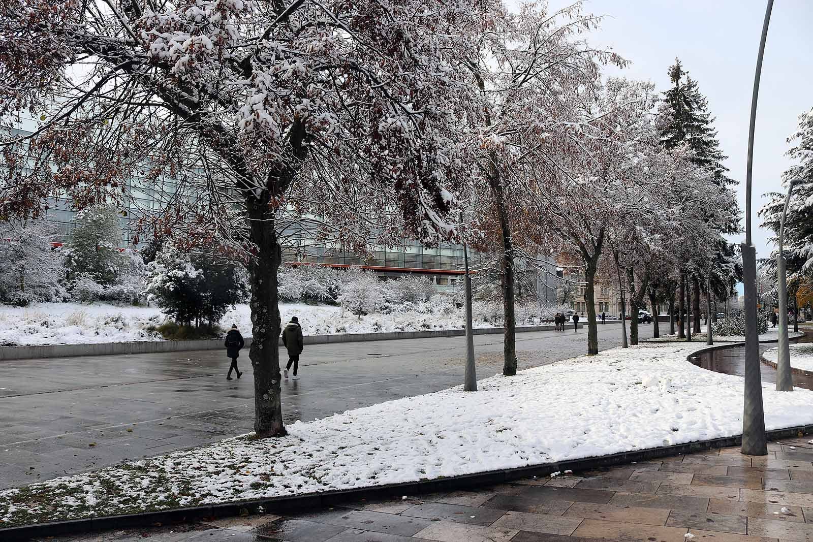 La capital amanece blanca tras la nieve de la pasada noche.