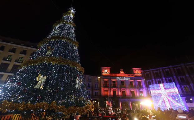 El árbol de Navidad se ha instalado en la Plaza Mayor. 