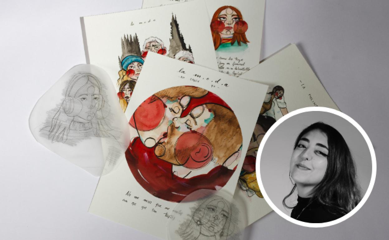 Ilustraciones de Valeria Crespo para los videoclips de La M.O.D.A.. En el círculo, Valeria Crespo.