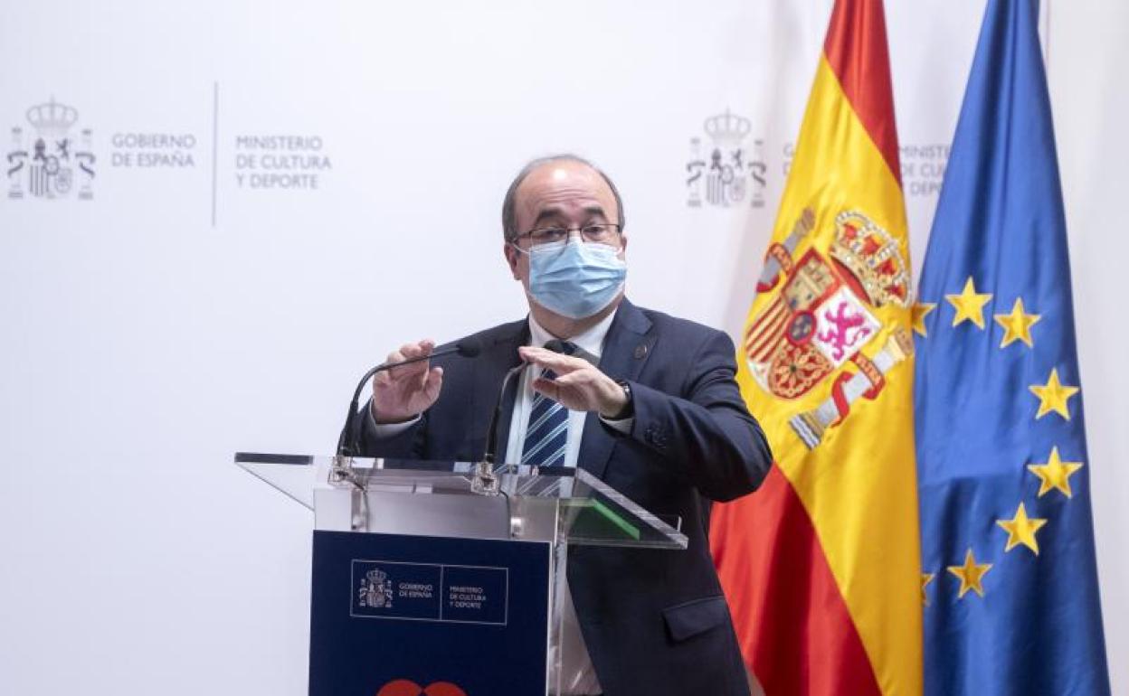 Miquel Iceta, ministro de Cultura y Deporte, durante la presentación del Plan de Fomento de la Lectura. 