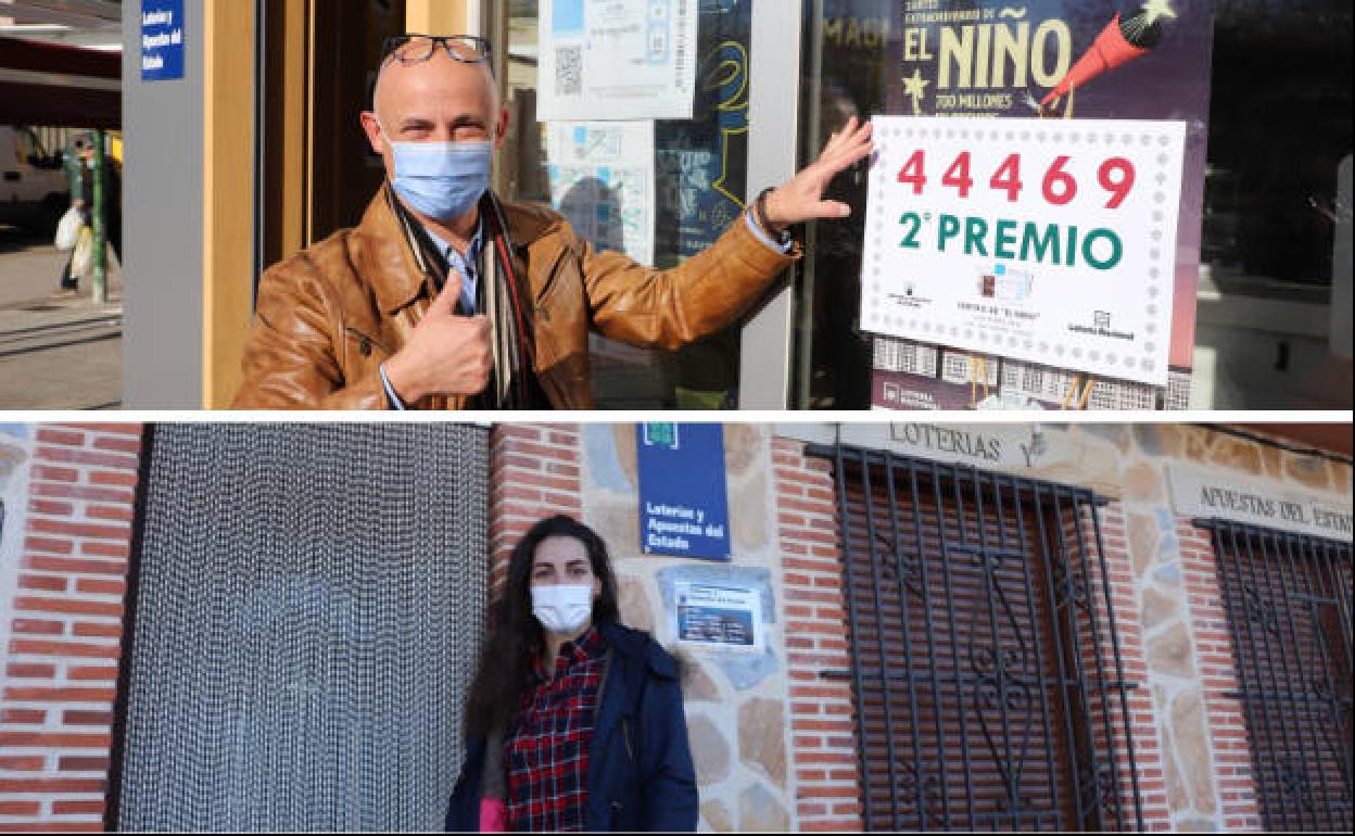 Arriba, Jorge Soto en su administración de Burgos. Abajo, Andrea Benito, en Arauzo de Miel.. 