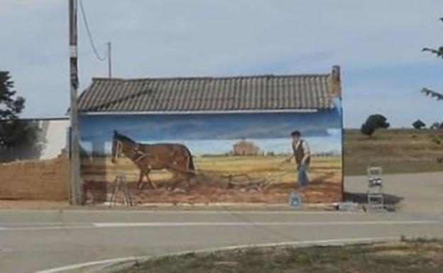 Mural ubicado en Padilla de Abajo obra de Susana Velasco.