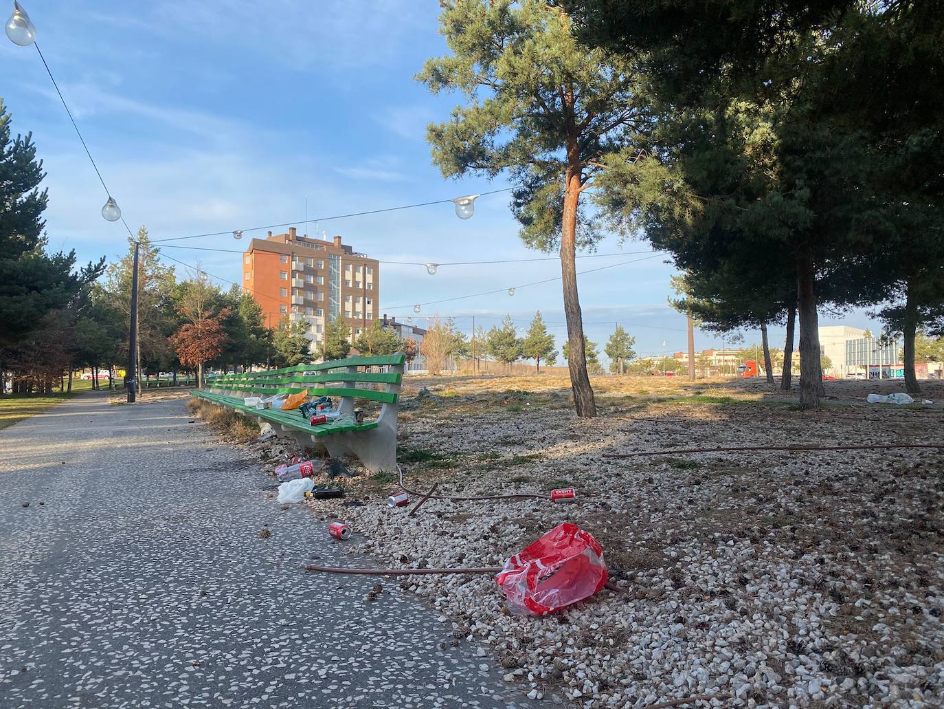 Fotos: Los restos del botellón en el parque de El Hangar