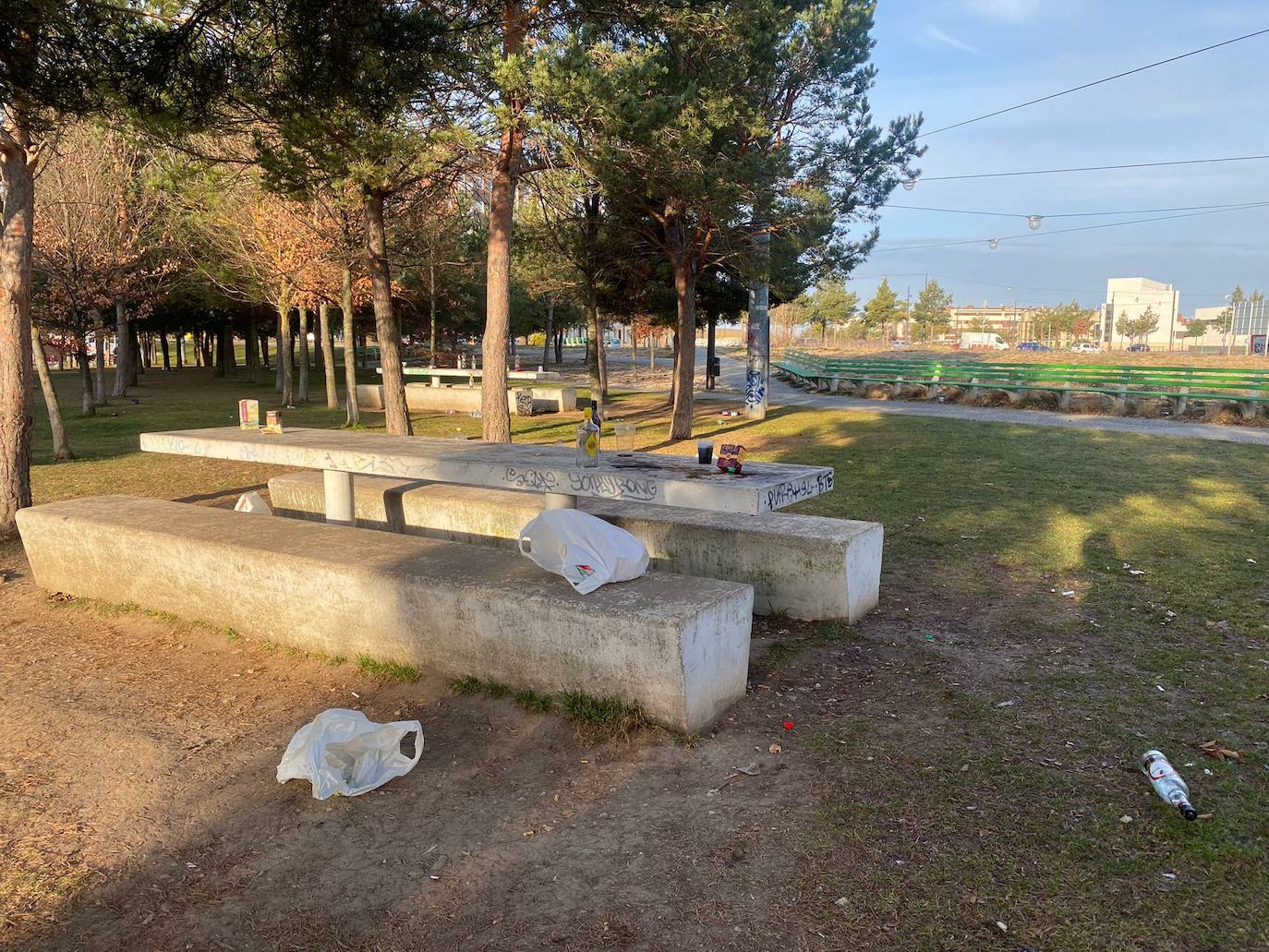 Fotos: Los restos del botellón en el parque de El Hangar