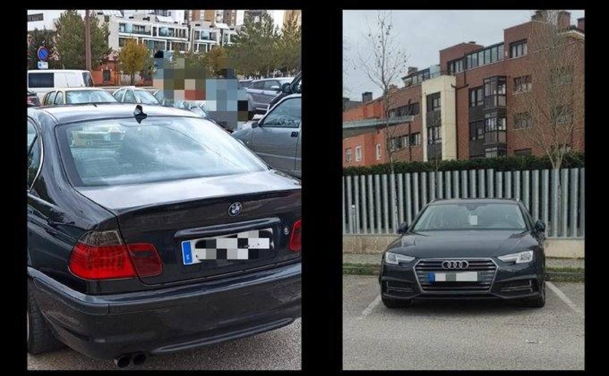  A la izquierda, el vehículo robado en la nave de la localidad lermeña y a la derecha, el coche propiedad del presunto autor del robo