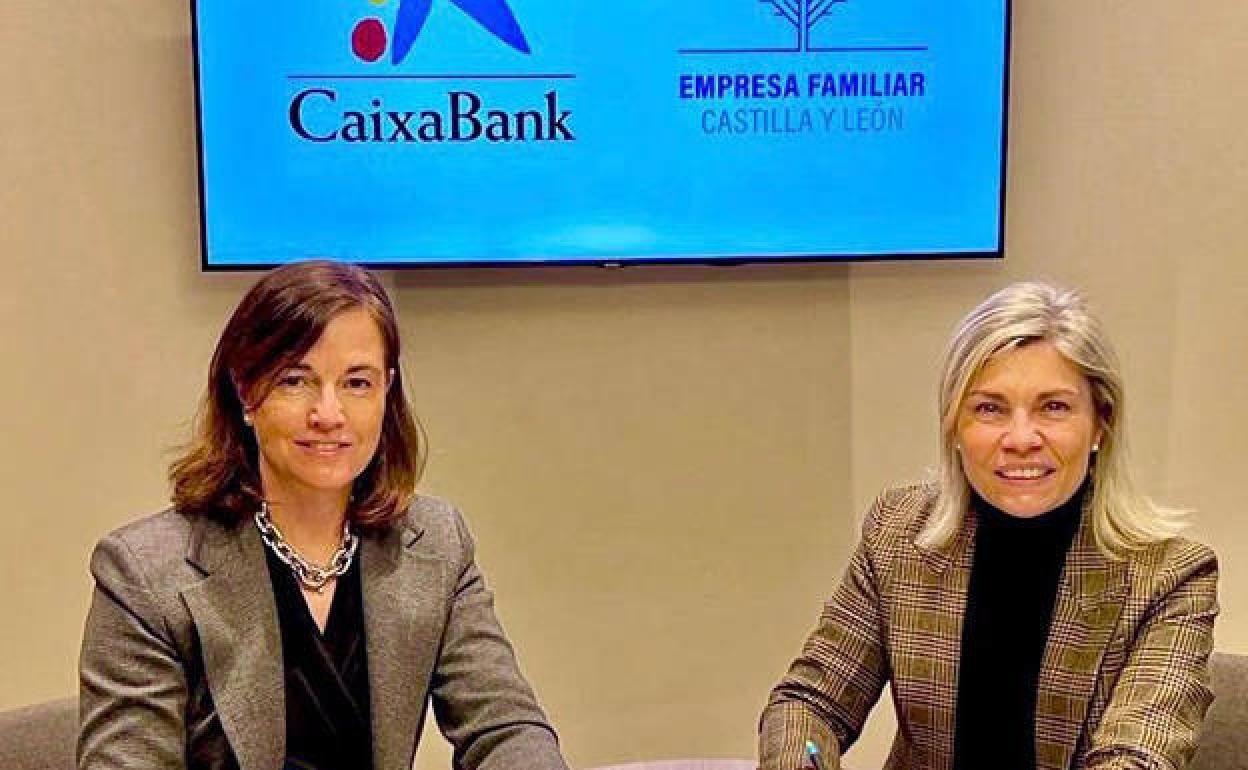 Rocío Hervella, presidente la Empresa Familiar de Castilla y León (izda.) y Belén Martín, directora territorial de Caixabank en Castilla y León. 