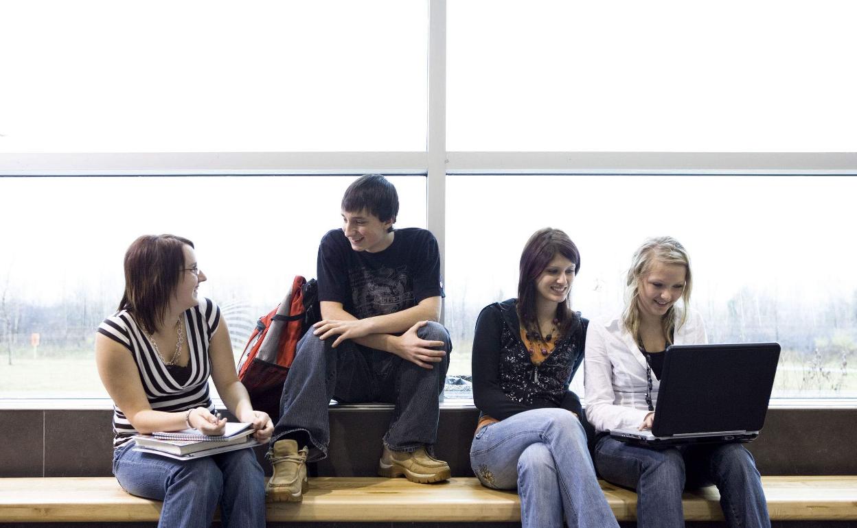 Un grupo de alumnos en una facultad