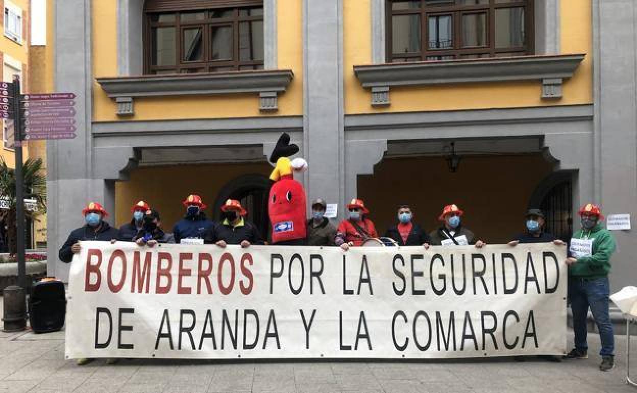 Imagen de una de las últimas protestas de los bomberos arandinos. 