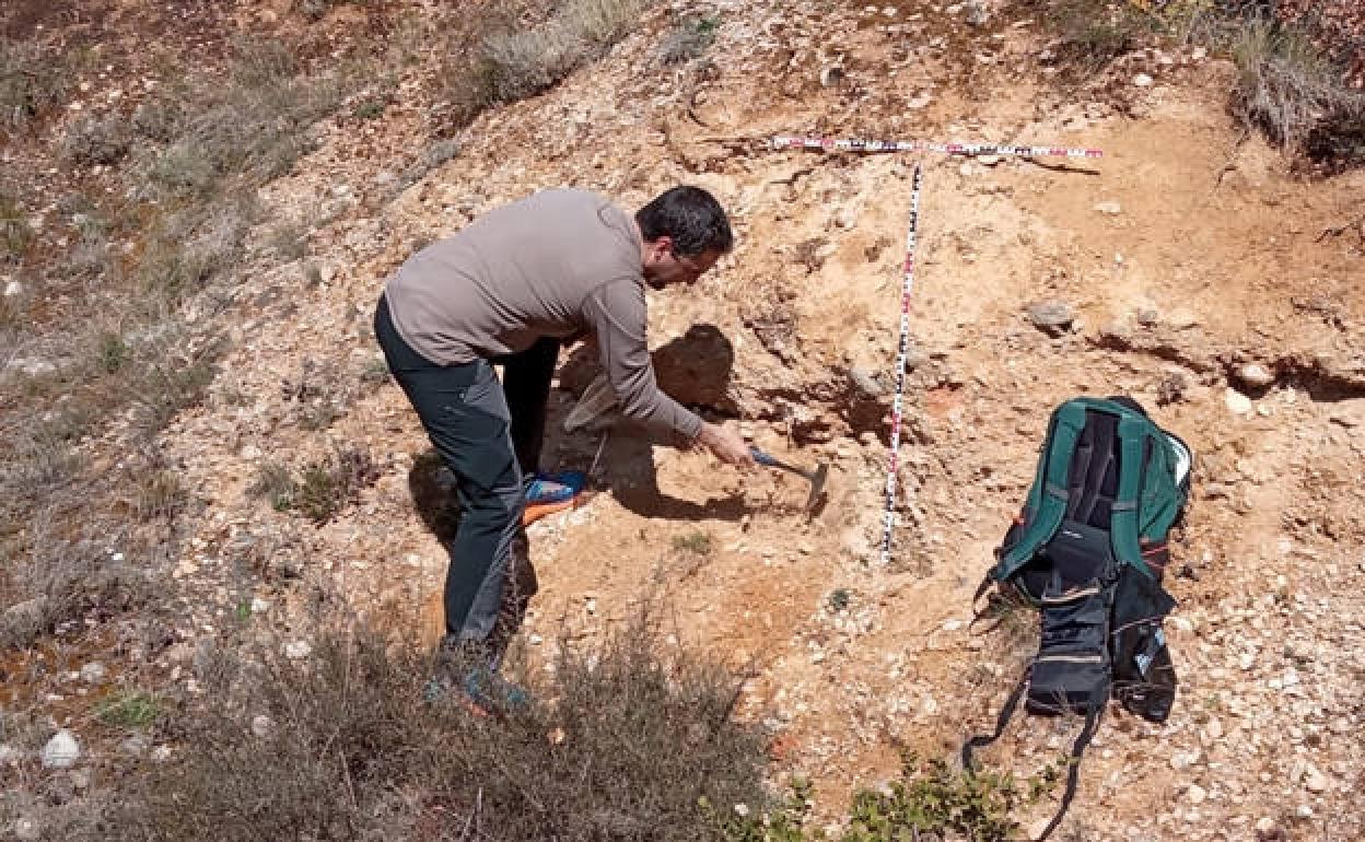 Muestreo en una de las terrazas estudiadas (Montejo de San Miguel). 