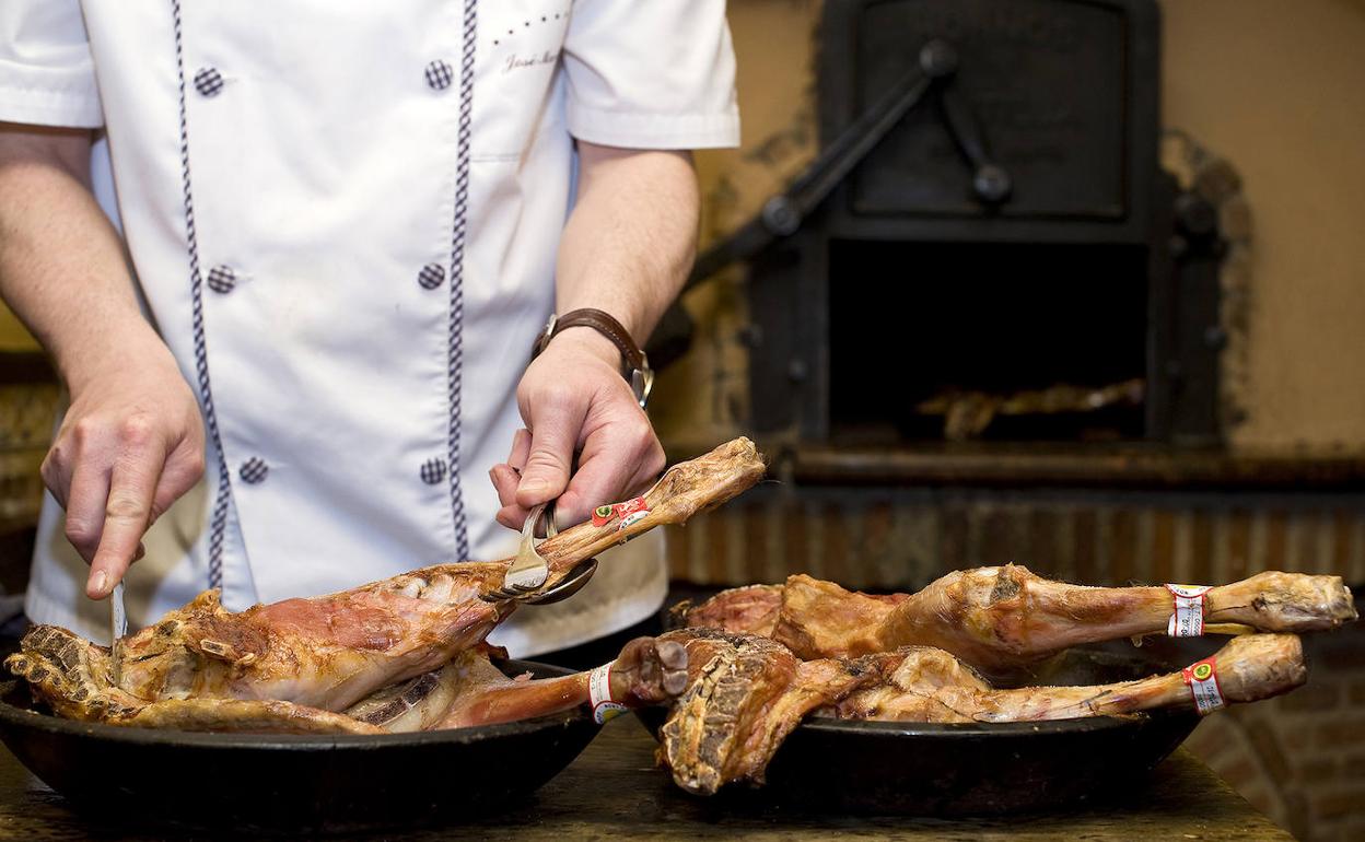 Lechazo asado en Aranda de Duero.