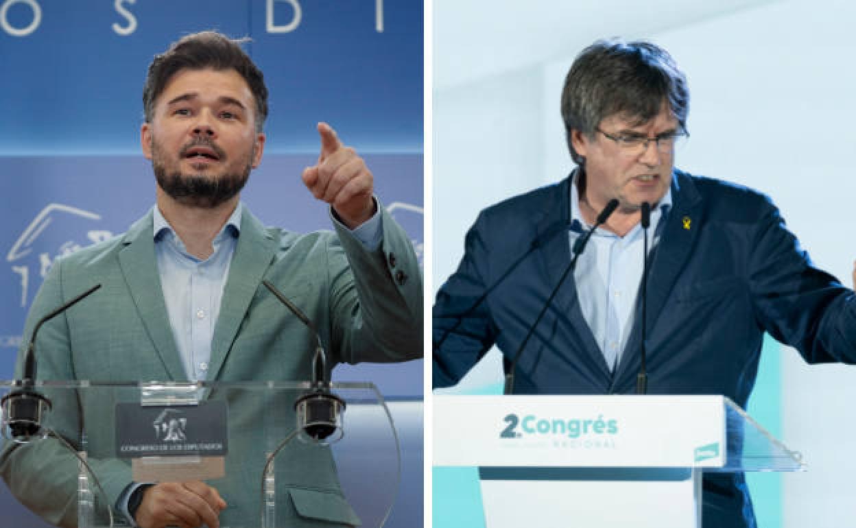 Gabriel Rufian y Carles Puigdemont.