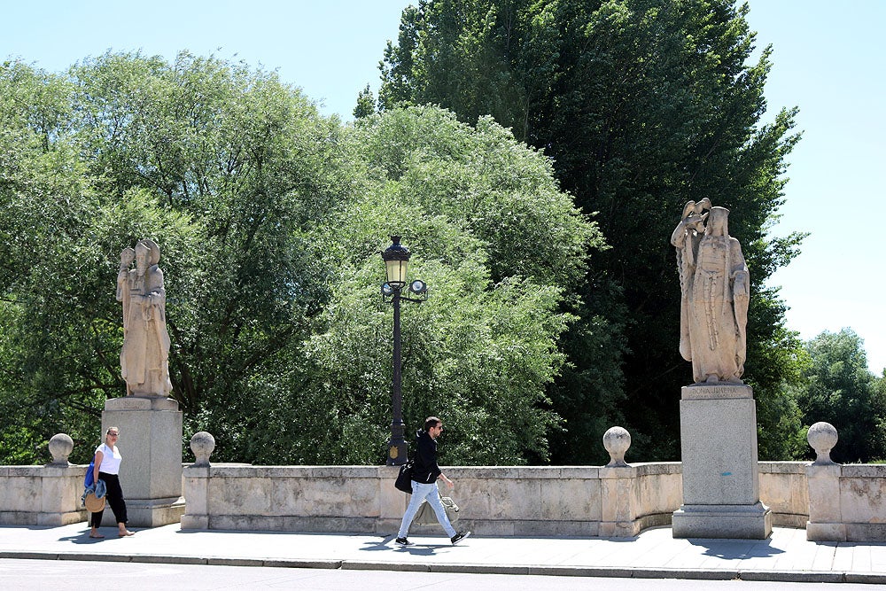 Fotos: Lavado de cara a las esculturas del Paseo del Espolón de Burgos