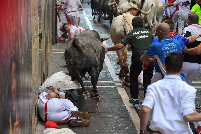 Ha sido el primer encierro con cornadas de los Sanfermines 2022. 