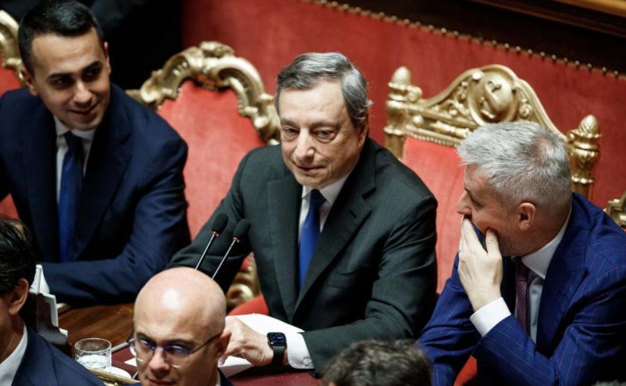 Draghi, momentos antes de intervenir en el Senado. 