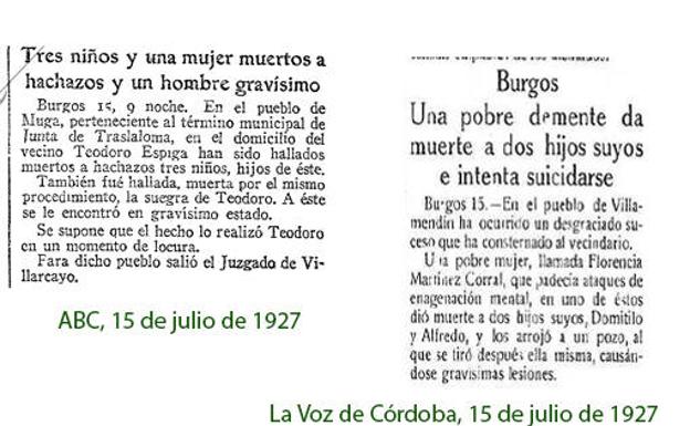 Prensa de la época que recoge los terribles crímenes.