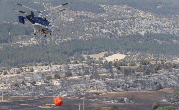 Vista aérea de la zona afectada por el incendio de Quintanilla del Coco.