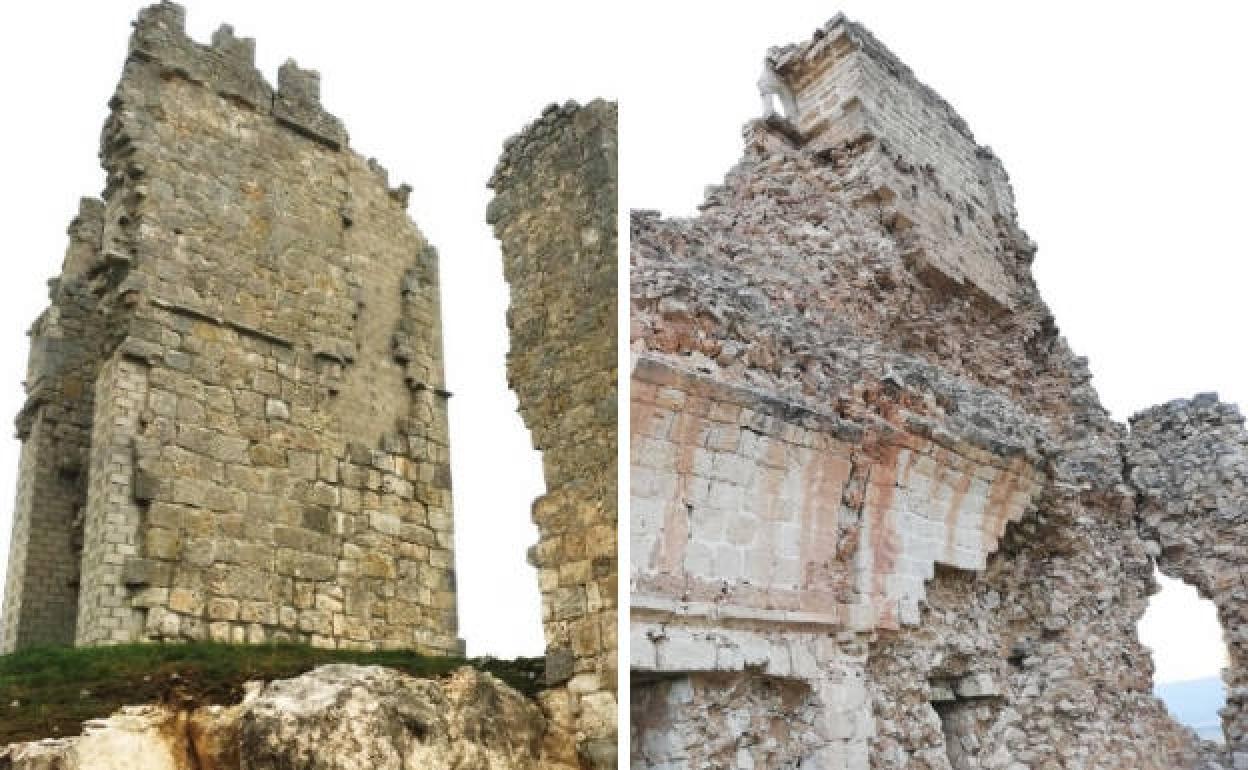 Castillo de Coruña del Conde a la izquierda y castillo de Rojas a la derecha.