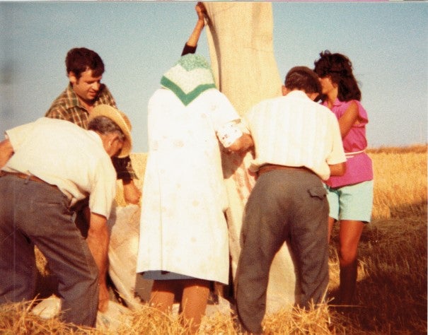 Zalduendo. Ensacando el grano